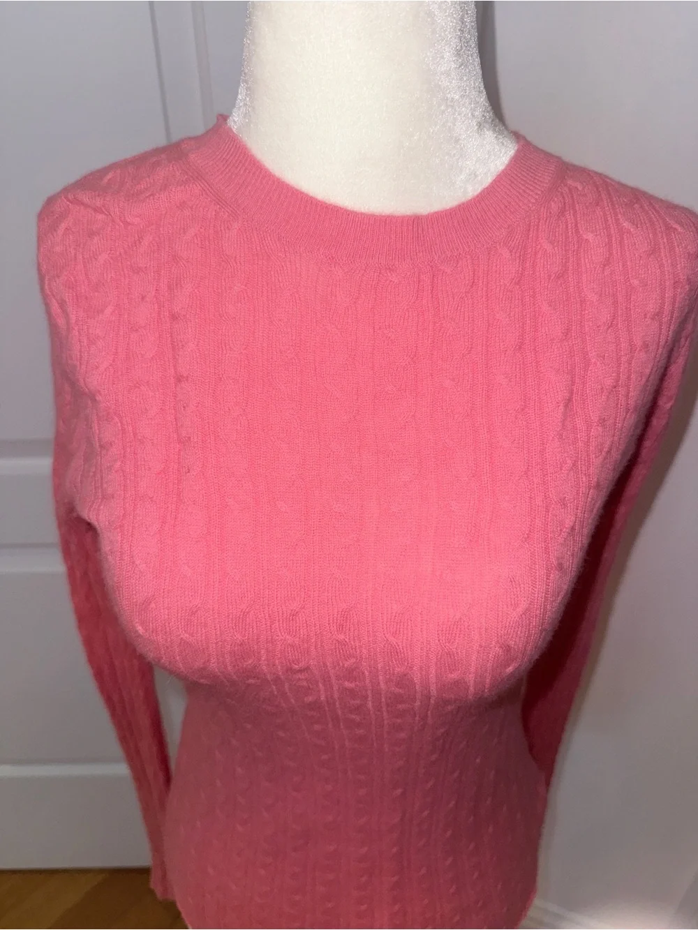 Banana Republic Coral Cable-Knit Crewneck Sweater